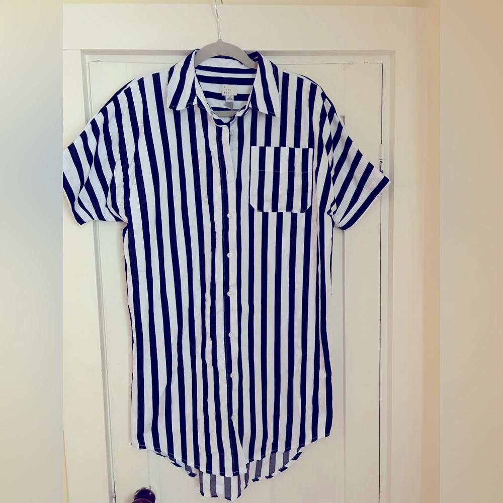 A New Day NWT navy & white striped shirt dress XS
